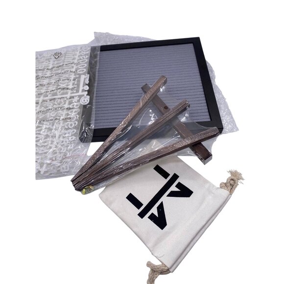 MultiTed Gray Felt Letter Board W/ Espresso Wooden Frame Stand & 362 Characters - Picture 6 of 8